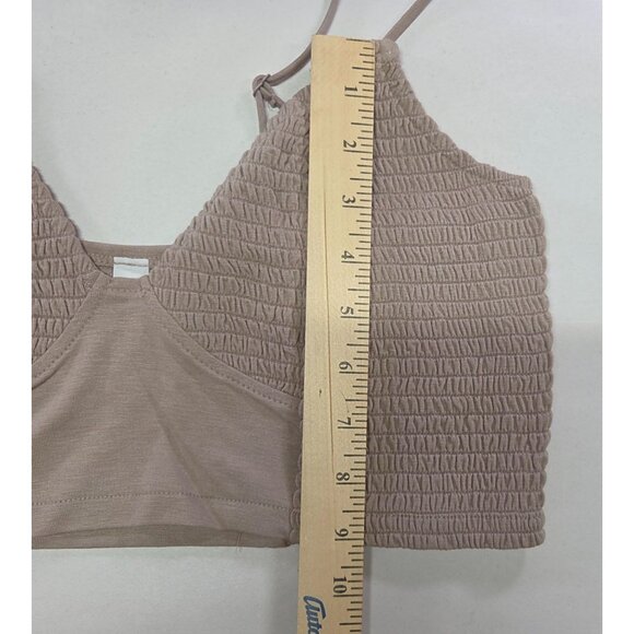 Zenana Smocked Bralette Top Spaghetti Straps Stretchy  Mocha/Taupe Women XL New - Picture 5 of 8